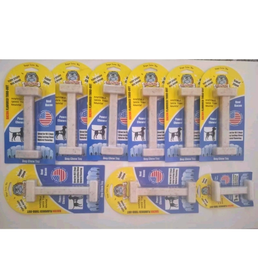 Tuff Stuff Super Chew Bone Dog Chew Bacon Long Lasting USA Made - NEW  9 Packs